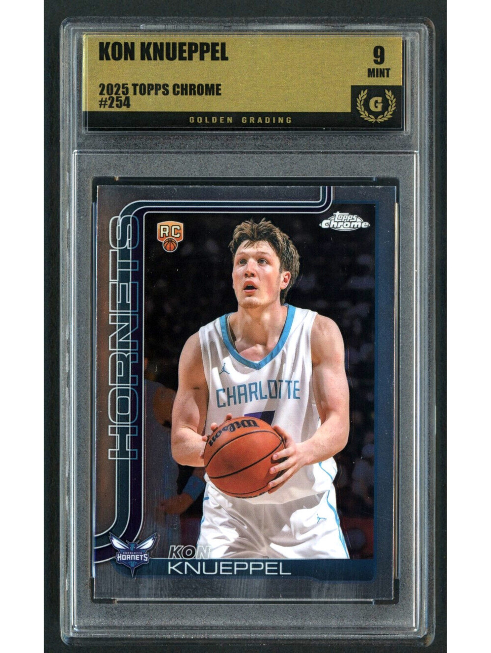 2025 Topps Chrome Kon Knueppel #254 Hornets Rookie Card (RC) Graded Mint 9